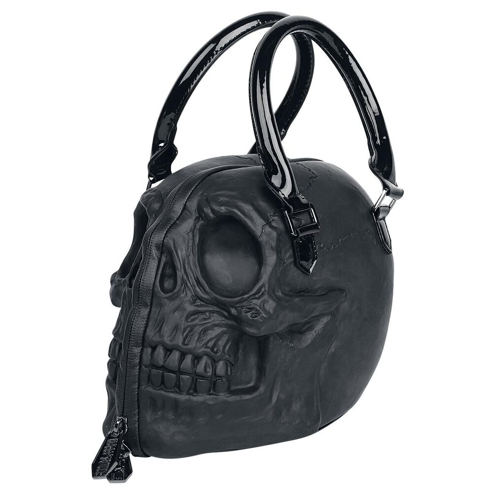 7970 Black Skull Purse Goth Chic Style Kreepsville Latex Bowler Bag